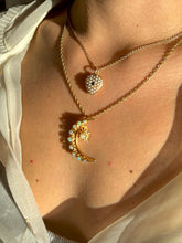 Load image into Gallery viewer, Antique 14k Opal Cabochon Crescent Star Necklace