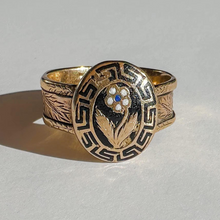 Load image into Gallery viewer, Antique Enamel Floral Memento Mori Ring 1868