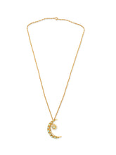 Load image into Gallery viewer, Antique 14k Opal Cabochon Crescent Star Necklace