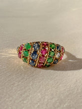 Load image into Gallery viewer, Vintage Emerald Sapphire Ruby Bombe Ring