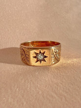 Load image into Gallery viewer, Antique Diamond Solitaire Starburst Filigree Ring 1916