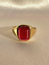 Load image into Gallery viewer, Antique Synth Ruby Cabochon Signet Ring