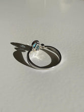 Load image into Gallery viewer, Vintage White Gold Topaz Diamond Bezel Ring