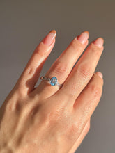 Load image into Gallery viewer, Vintage White Gold Topaz Diamond Bezel Ring