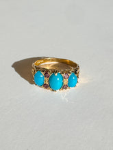 Load image into Gallery viewer, Vintage Turquoise Garnet Boat Ring
