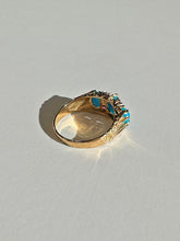 Load image into Gallery viewer, Vintage Turquoise Garnet Boat Ring