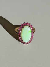 Load image into Gallery viewer, Antique Opal Ruby Elongated Cocktail Ring
