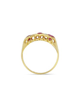 Load image into Gallery viewer, Antique Ruby Diamond Boat Ring 1916