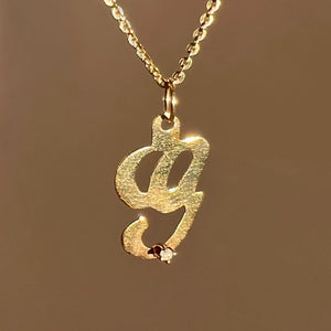 Vintage 14k Diamond "G" Necklace