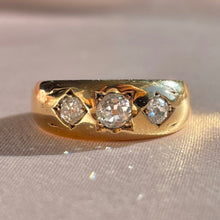 Load image into Gallery viewer, Antique 18k Diamond Starburst Trilogy Ring 1896