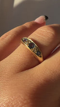 Load and play video in Gallery viewer, Antique Sapphire Diamond Boat Ring