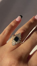 Load and play video in Gallery viewer, Antique Sapphire Diamond Old Cut Marquise Ring
