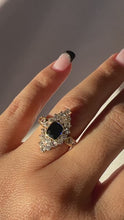 Load and play video in Gallery viewer, Antique Sapphire Diamond Old Cut Marquise Ring