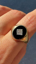 Load and play video in Gallery viewer, Vintage Onyx Diamond Oval Signet 1967