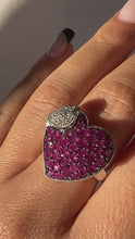 Load and play video in Gallery viewer, Vintage Pink Sapphire Diamond Heart Cocktail Ring