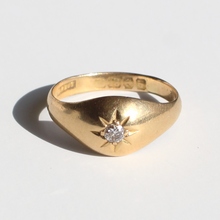 Load image into Gallery viewer, Antique 18k Domed Solitaire Gypsy Ring 1919