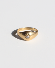 Load image into Gallery viewer, Antique 18k Domed Solitaire Gypsy Ring 1919