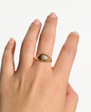 Load image into Gallery viewer, Antique 18k Domed Solitaire Gypsy Ring 1919