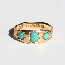 Load image into Gallery viewer, Antique 18k Turquoise Gypsy Ring 1875