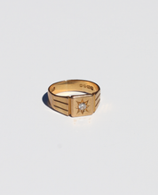 Load image into Gallery viewer, Antique 18k Gypsy Starburst Diamond Signet Ring 1928