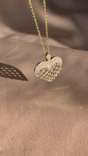 Load and play video in Gallery viewer, Vintage 14k Diamond Heart Lattice Pendant