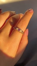 Load and play video in Gallery viewer, Vintage 9k Pearl Amethyst Heart Boat Ring
