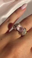 Load and play video in Gallery viewer, Vintage 18k Rose Quartz Baguette Diamond Ring