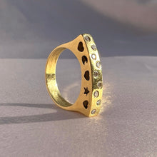 Load image into Gallery viewer, Vintage 14k Diamond Dot Heart Star Moon Ring