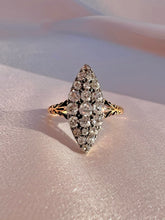 Load image into Gallery viewer, Antique 14k Old Cut Diamond Navette Cluster Ring