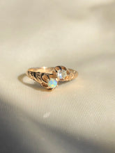 Load image into Gallery viewer, Victorian 14k Yellow Gold Genuine Opal Diamond Pinky Claw Toi Et Moi Ring