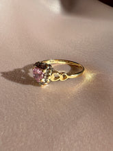 Load image into Gallery viewer, Vintage 9k Pink Zircon Diamond Heart Ring