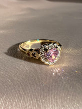 Load image into Gallery viewer, Vintage 9k Pink Zircon Diamond Heart Ring