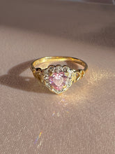 Load image into Gallery viewer, Vintage 9k Pink Zircon Diamond Heart Ring