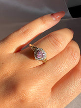 Load image into Gallery viewer, Vintage 9k Pink Zircon Diamond Heart Ring