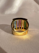 Load image into Gallery viewer, Vintage 18k Rainbow Gemstone Baguette Signet Ring
