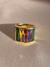 Load image into Gallery viewer, Vintage 18k Rainbow Gemstone Baguette Signet Ring