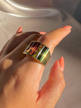 Load image into Gallery viewer, Vintage 18k Rainbow Gemstone Baguette Signet Ring