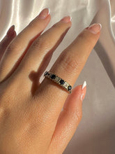 Load image into Gallery viewer, Vintage 9k Sapphire Diamond Starburst Half Eternity Ring 1993