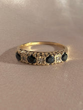 Load image into Gallery viewer, Vintage 9k Sapphire Diamond Starburst Half Eternity Ring 1993