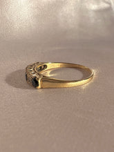 Load image into Gallery viewer, Vintage 9k Sapphire Diamond Starburst Half Eternity Ring 1993