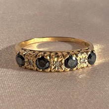 Load image into Gallery viewer, Vintage 9k Sapphire Diamond Starburst Half Eternity Ring 1993