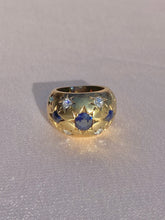 Load image into Gallery viewer, Antique 9k Sapphire Diamond Gypsy Dome Bombe Ring
