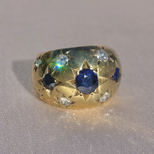 Load image into Gallery viewer, Antique 9k Sapphire Diamond Gypsy Dome Bombe Ring
