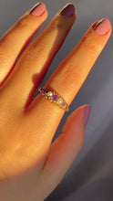 Load and play video in Gallery viewer, Vintage 9k Pearl Amethyst Heart Boat Ring
