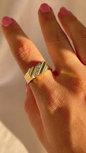 Load and play video in Gallery viewer, Vintage 14k Diamond Diagonal Signet Ring