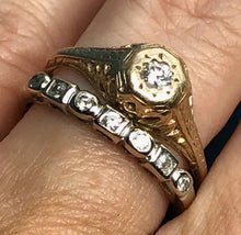 Load image into Gallery viewer, Antique 14k Diamond Art Deco Gypsy Ring