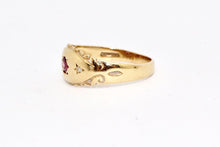 Load image into Gallery viewer, Vintage 9k Gold Ruby and Diamond Starburst Gypsy Ring