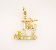Load image into Gallery viewer, Vintage 14k Gold Topaz Sagittarius Centaur Charm Pendant November December Zodiac