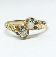 Load image into Gallery viewer, Victorian 14k Yellow Gold Genuine Opal Diamond Pinky Claw Toi Et Moi Ring