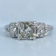 Load image into Gallery viewer, Antique 1.00 carat Art Deco Diamond Platinum Engagement Ring
